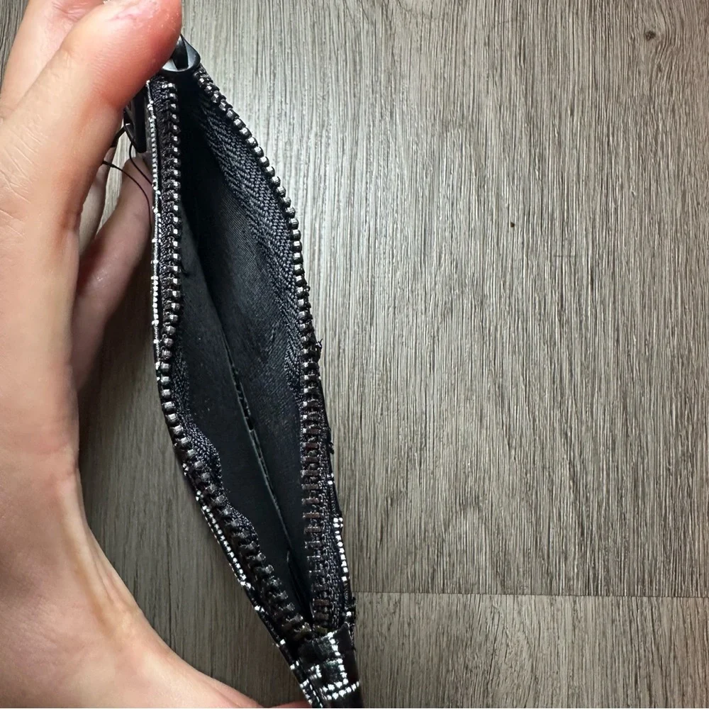 Badgley Mischka Black Monogram Vegan Leather Card Holder Wallet NWT